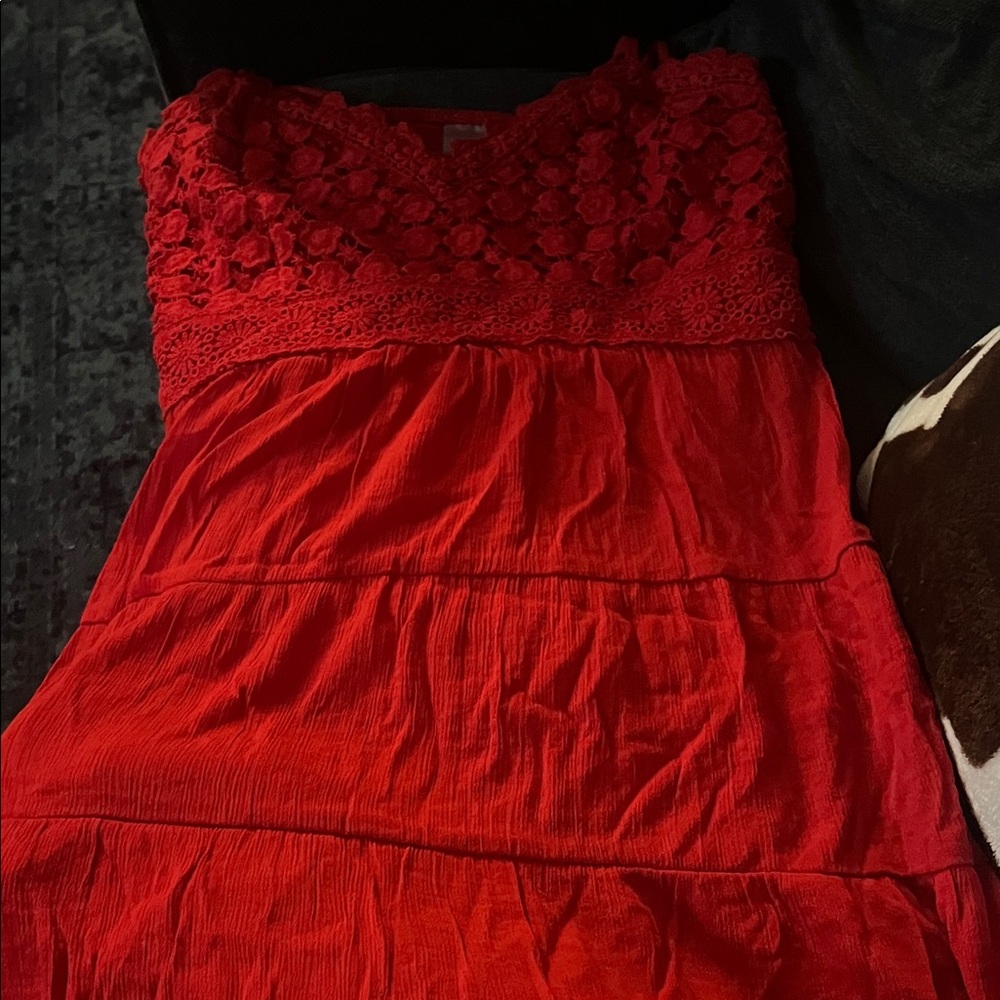 No Boundaries Strapless Red Dress